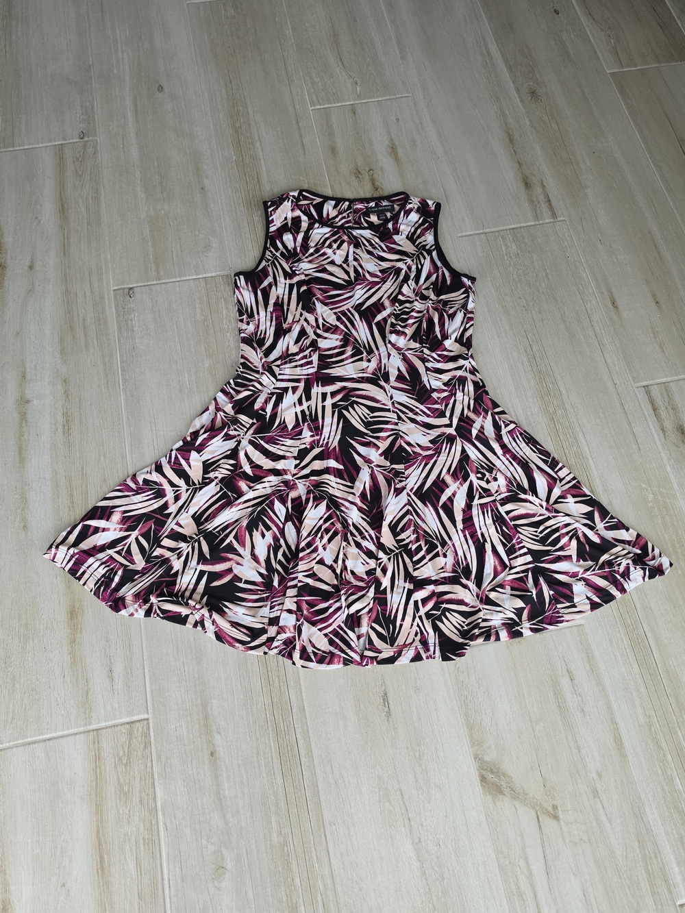 Lane Bryant Palm Print Fit & Flare Skater Dress Pink Black Plus Size 14/16